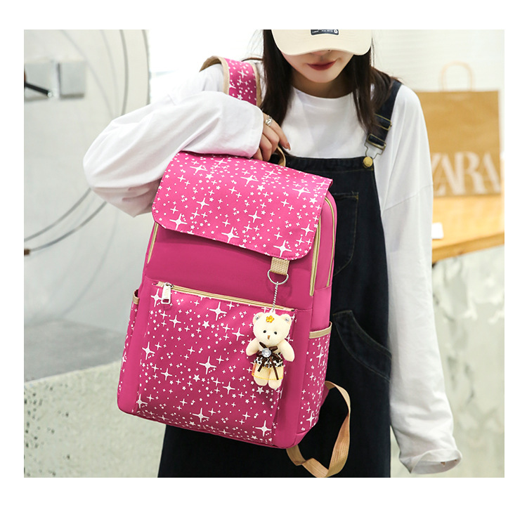 高校生 リュック 女子高校生向け星柄大容量リュック三点セット