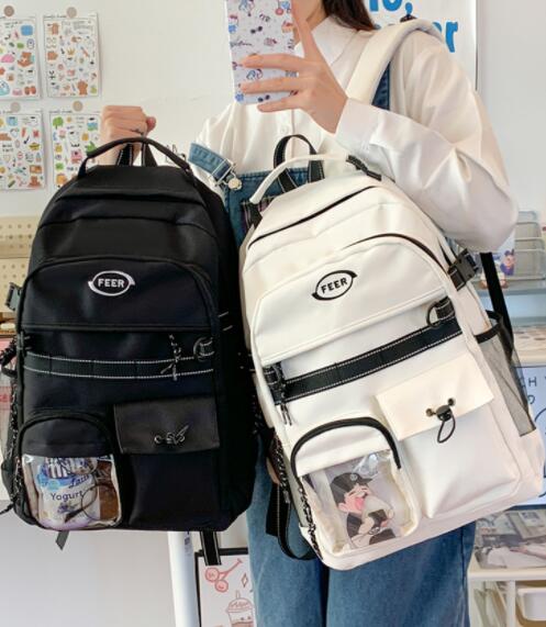 高校生 リュック 高校生向け多機能リュック 透明ポケット付き背負い鞄