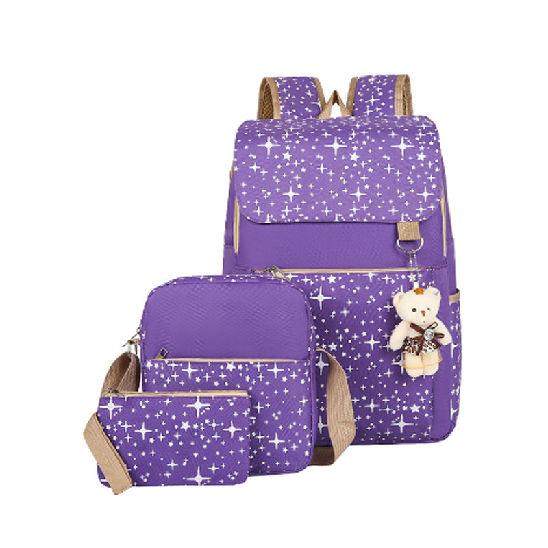 高校生 リュック 女子高校生向け星柄大容量リュック三点セット