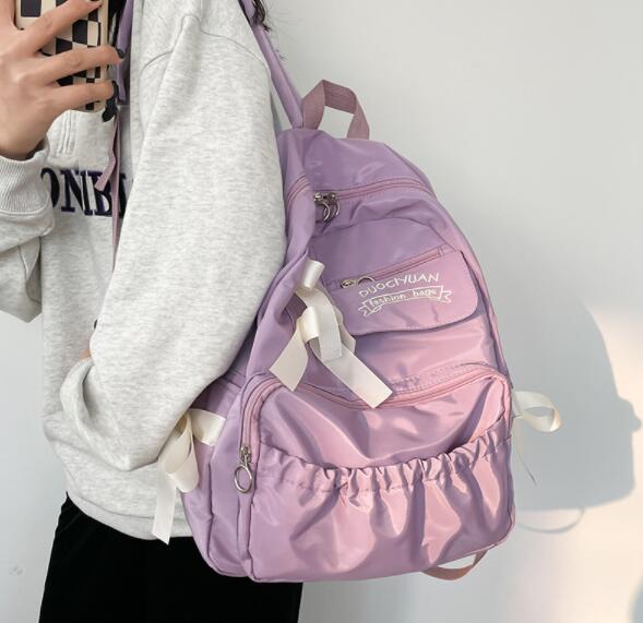 高校生 リュック 女子高生向け可愛いリボン付きリュック通学用