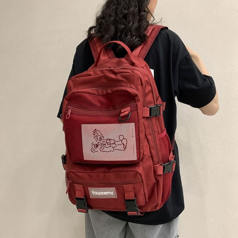高校生 リュック メッシュポケット付き多機能通学リュック