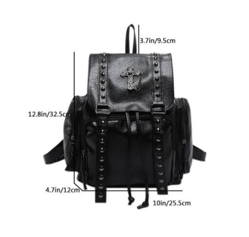 高校生 リュック 合成皮革十字架デザイン大容量リュック