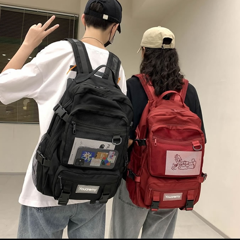 高校生 リュック メッシュポケット付き多機能通学リュック
