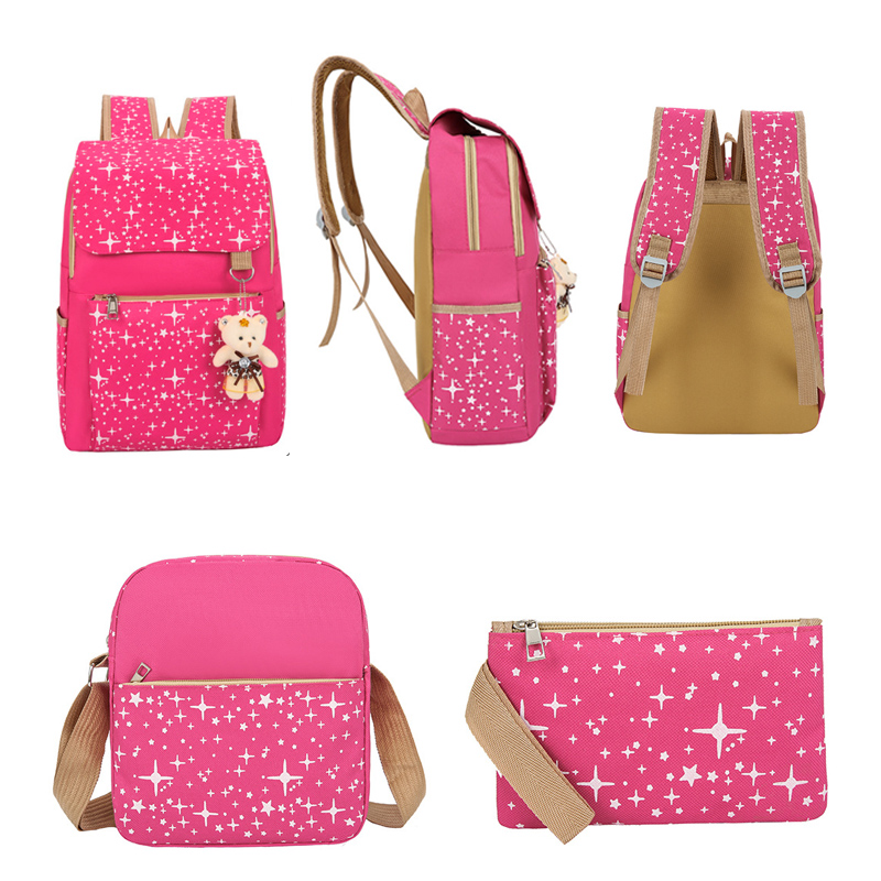 高校生 リュック 女子高校生向け星柄大容量リュック三点セット