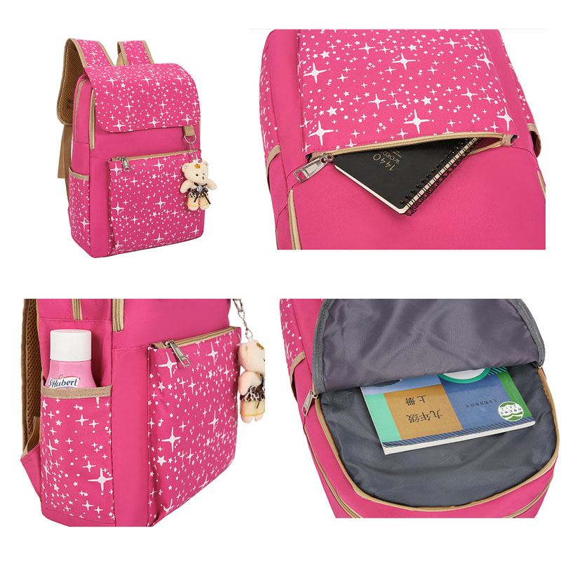 高校生 リュック 女子高校生向け星柄大容量リュック三点セット
