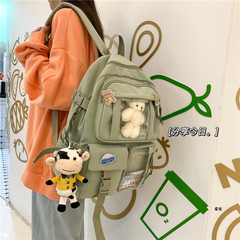 バックパック ぬいぐるみポケット付き学生リュック
