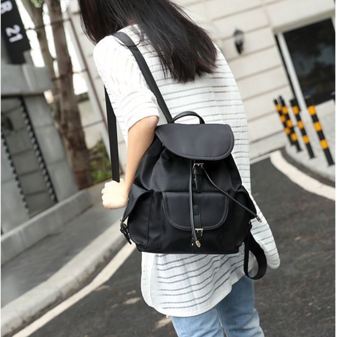 バックパック 上品フラップ巾着バックパック