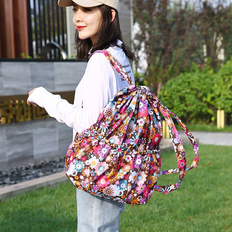 バックパック 花柄巾着型リュック
