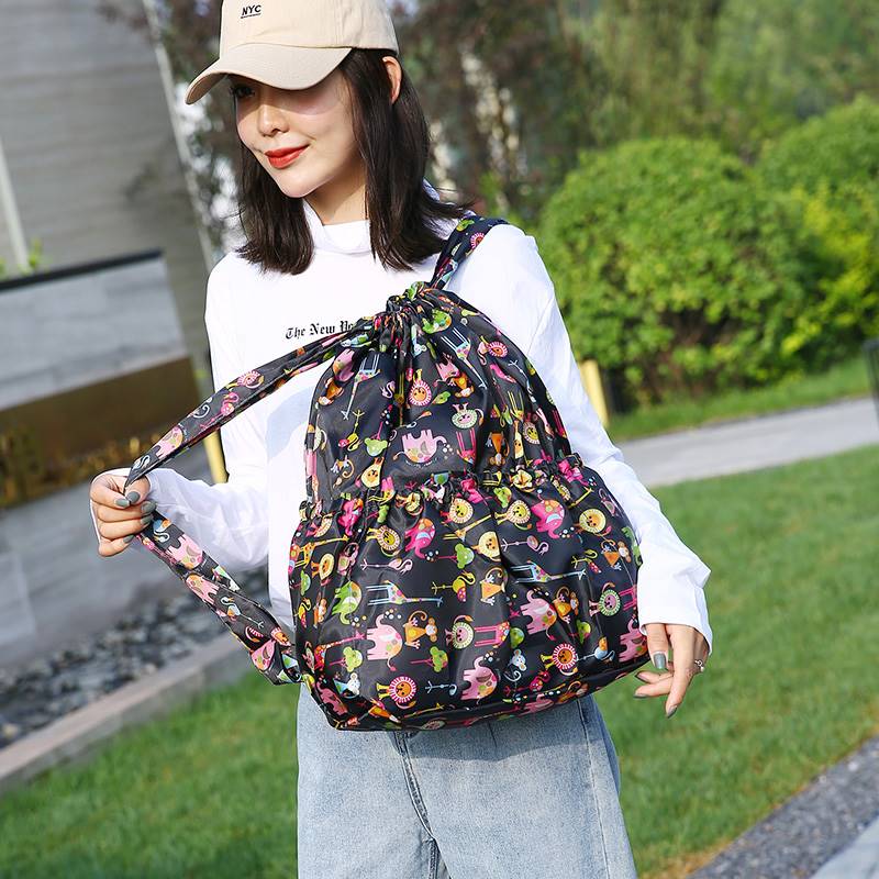 バックパック 花柄巾着型リュック
