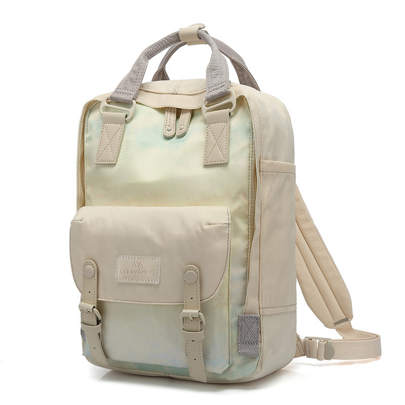 多機能ポケット付き縦型がま口通学用バックパック