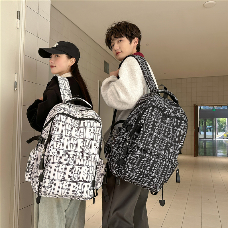 バックパック 文字デザイン ペア通学リュック