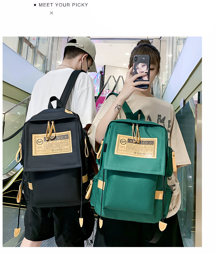 バックパック ゴールドプレート付き大容量通学用リュックサック