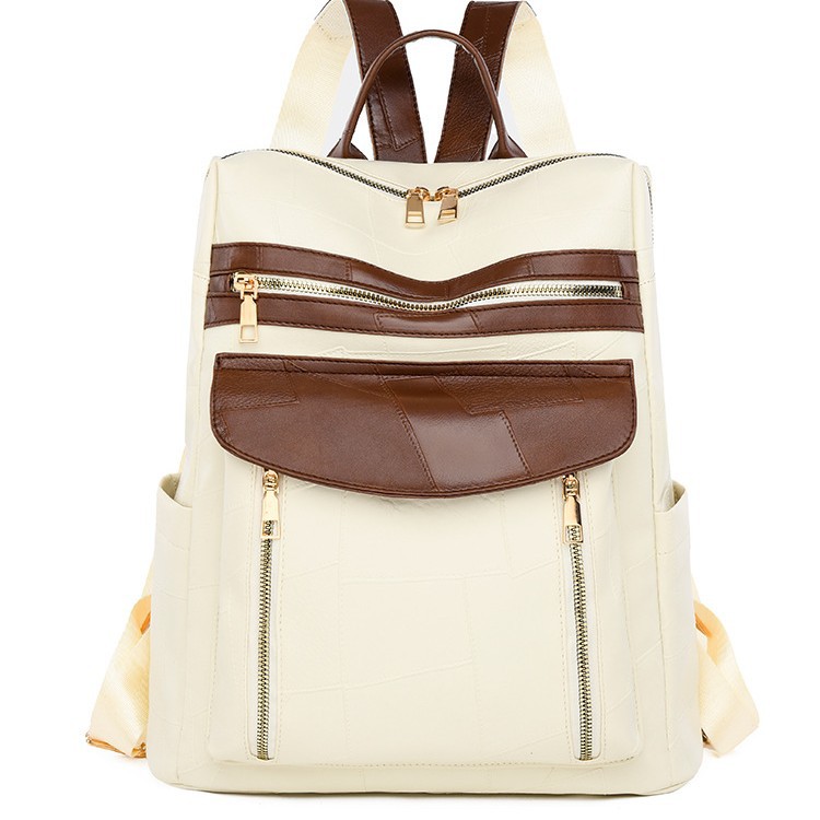 バックパック 石畳模様レザーリュック 金具ジップ大容量 レザー|バック