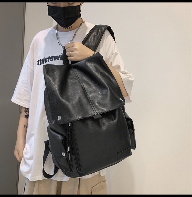 バックパック フラップ式本革リュック