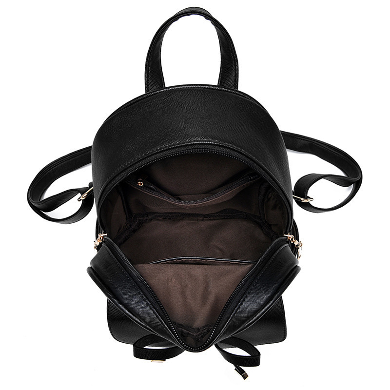 リボンモチーフ付き小型合成皮革バックパック