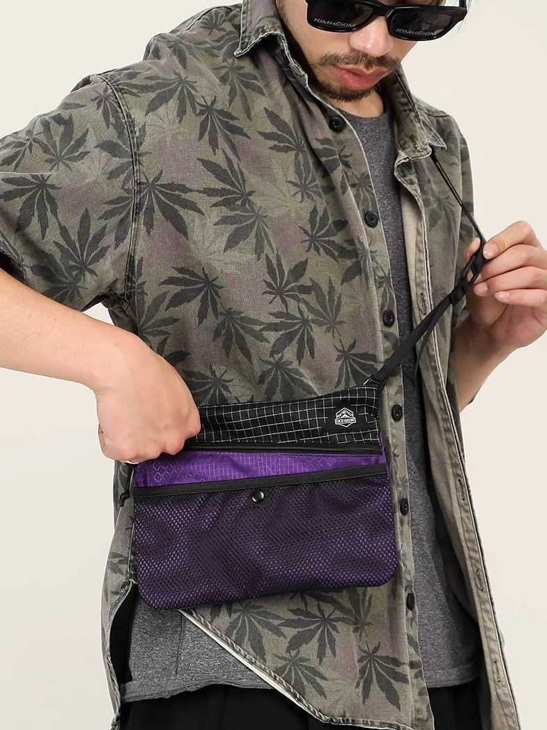 ナイロンバッグ サコッシュ メッシュポケット多機能サコッシュ