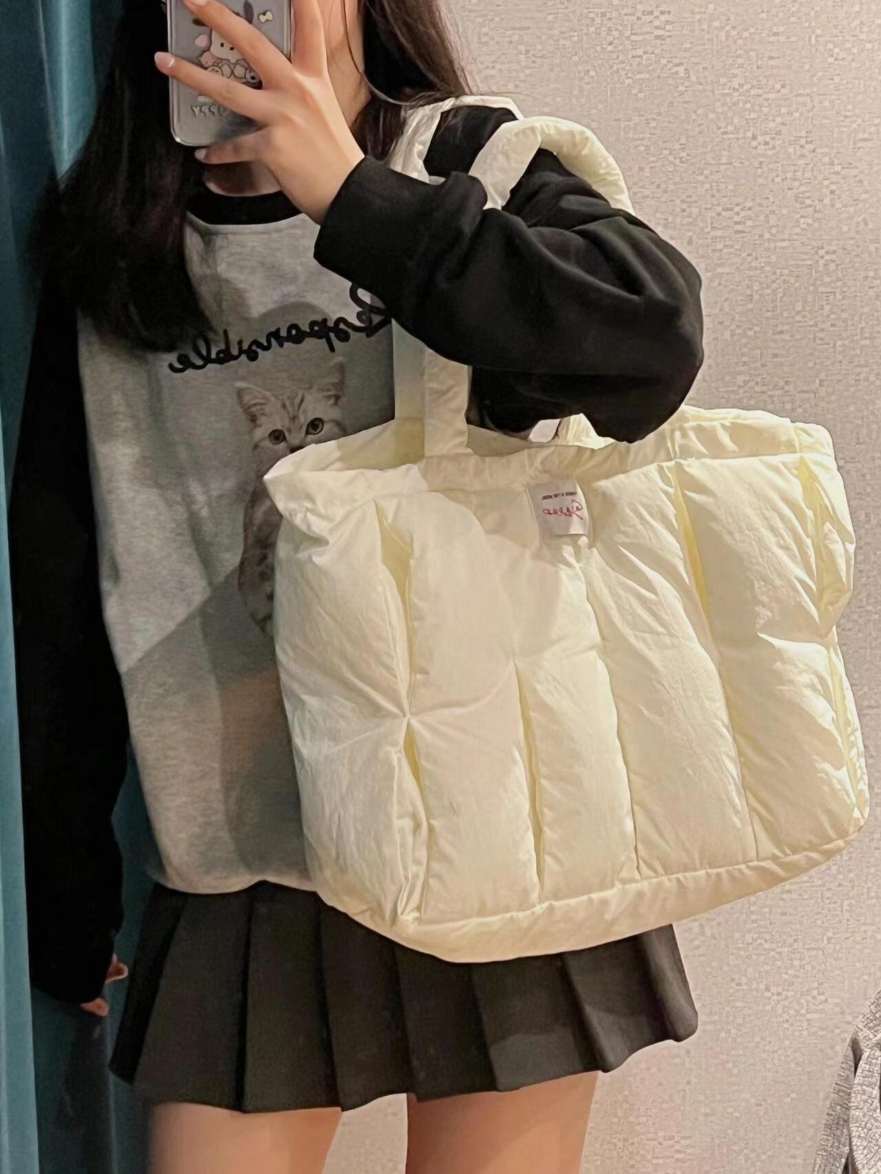 ナイロンバッグ ふわふわキルティングトート