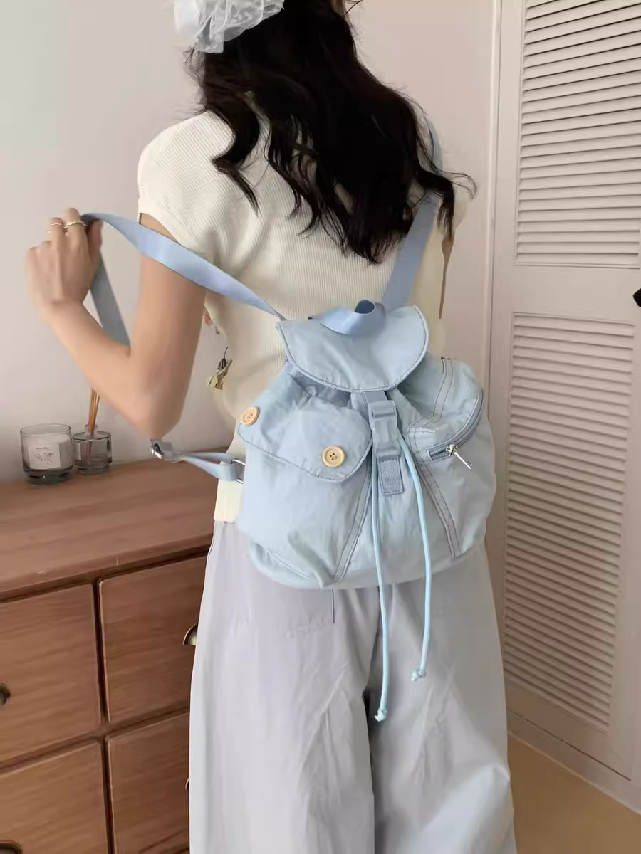 ナイロンバッグ ポケット付き優美リュック巾着