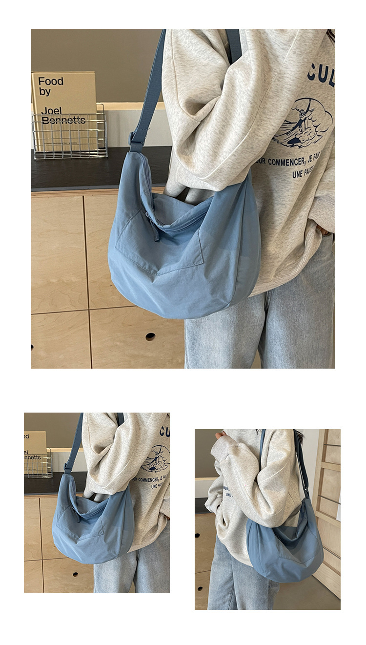 ナイロンバッグ 軽量ナイロン三日月型ショルダーバッグ