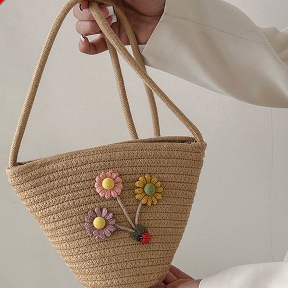 ショルダーバッグレディース 花束刺繍ミニかごショルダー