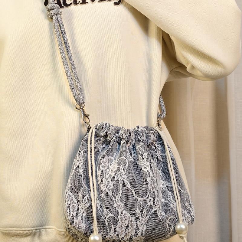 ショルダーバッグレディース かわいいメッセージ入り巾着ショルダー