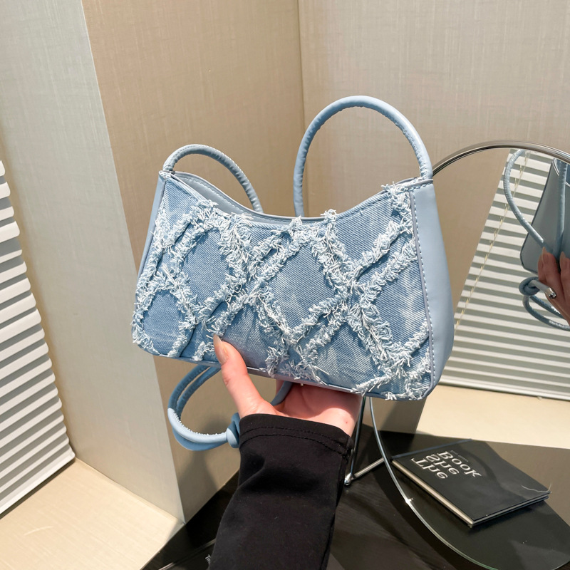 ショルダーバッグレディース フリンジデニムハンドバッグ