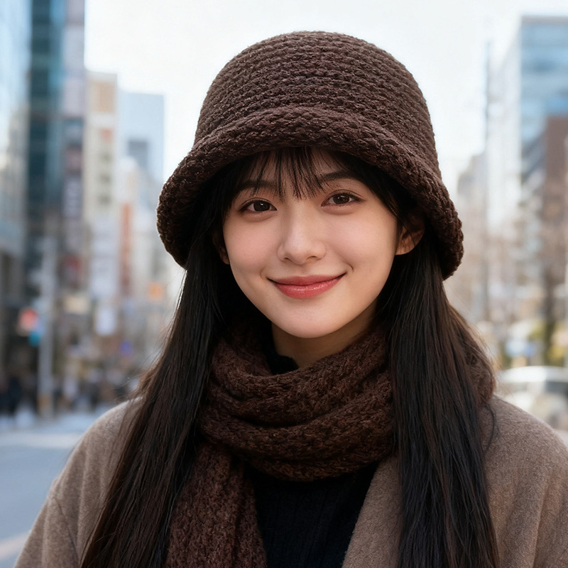 バケットハット 手編み風ざっくり編み目バケットハット