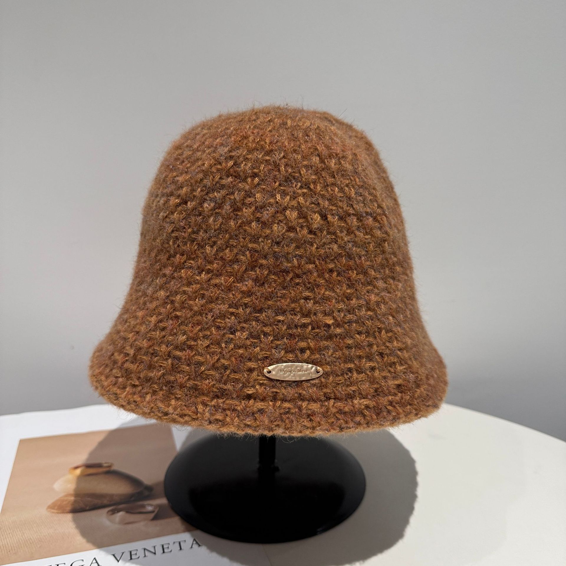 バケットハット 手編み風 ざっくり編み上げ 編み物バケットハット