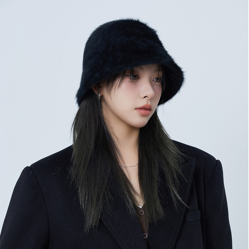 バケットハット 星座モチーフ装飾付きふわふわファーバケットハット