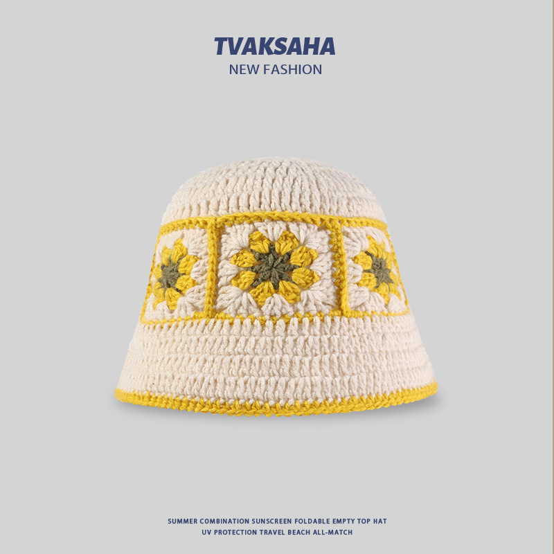 バケットハット 花モチーフ編みバケットハット
