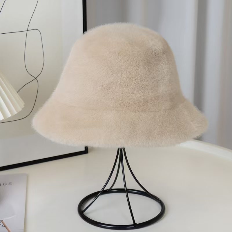 バケットハット もこもこファー素材のあったかバケットハット