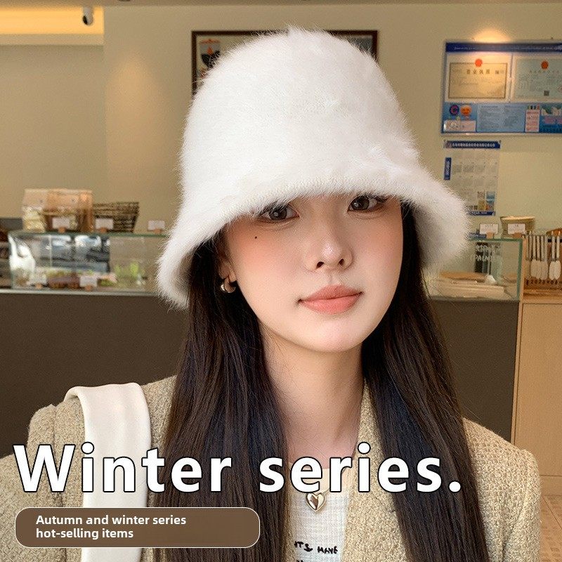 バケットハット もこもこファー素材の暖かバケットハット