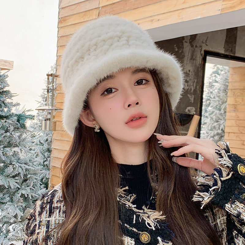 バケットハット ふわふわミンクファー 冬用バケットハット