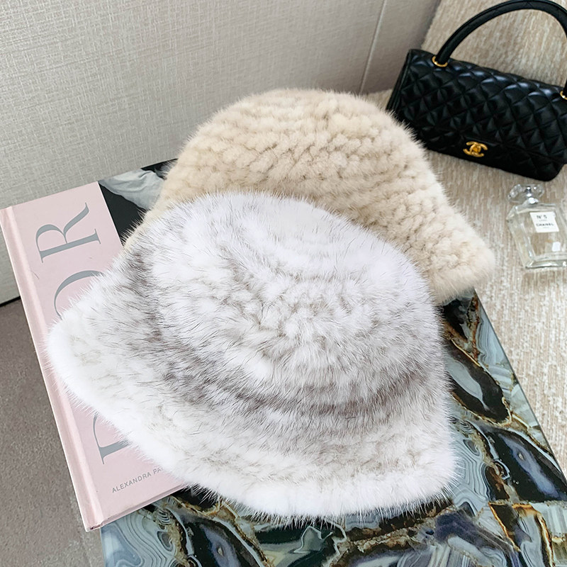 バケットハット ふわふわミンクファー 冬用バケットハット