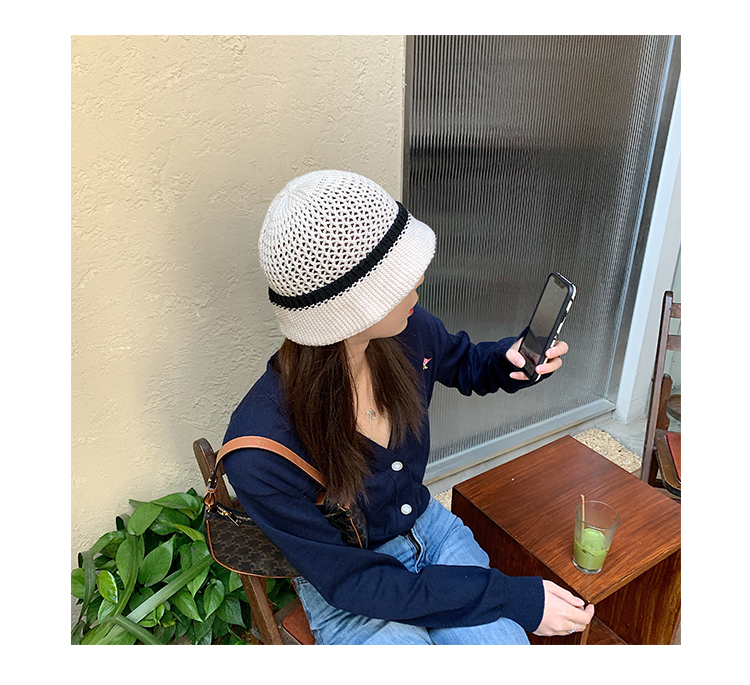 バケットハット レース飾り付き手編みバケットハット