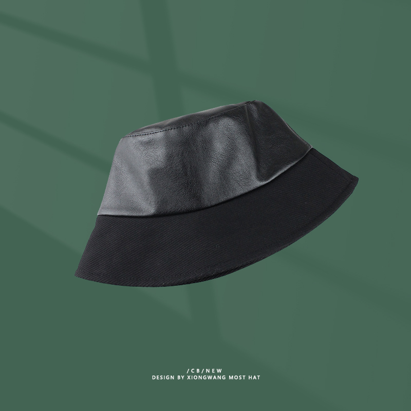 バケットハット レザー調素材 切替シームデザイン バケットハット