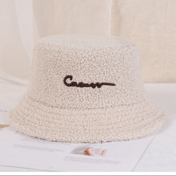 バケットハット もこもこ刺繍入りふわふわバケット