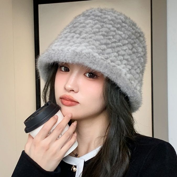 バケットハット もこもこ質感のふわふわバケットハット