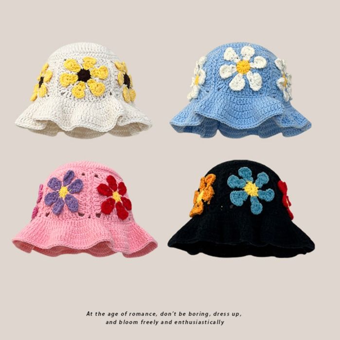 バケットハット 花咲く優しさ 手編みバケットハット