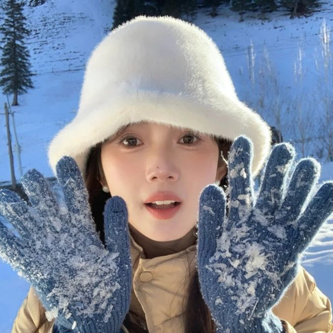 バケットハット ふわもこ雪景バケットハット