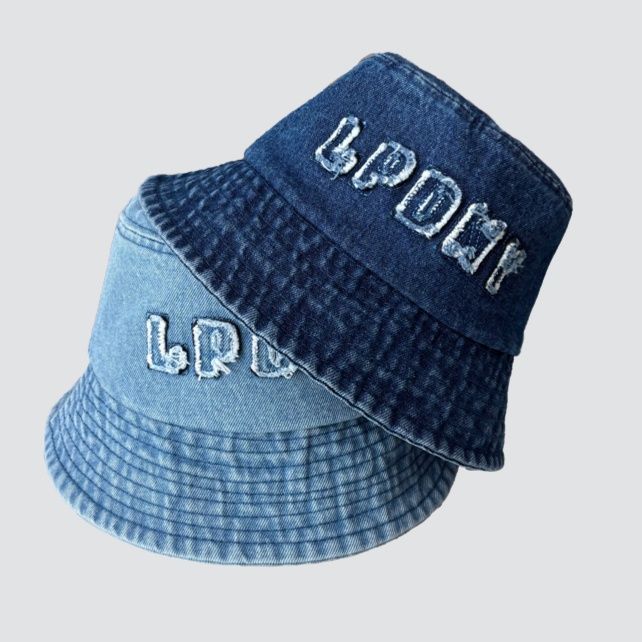 バケットハット 刺繍入りデニムバケットハット
