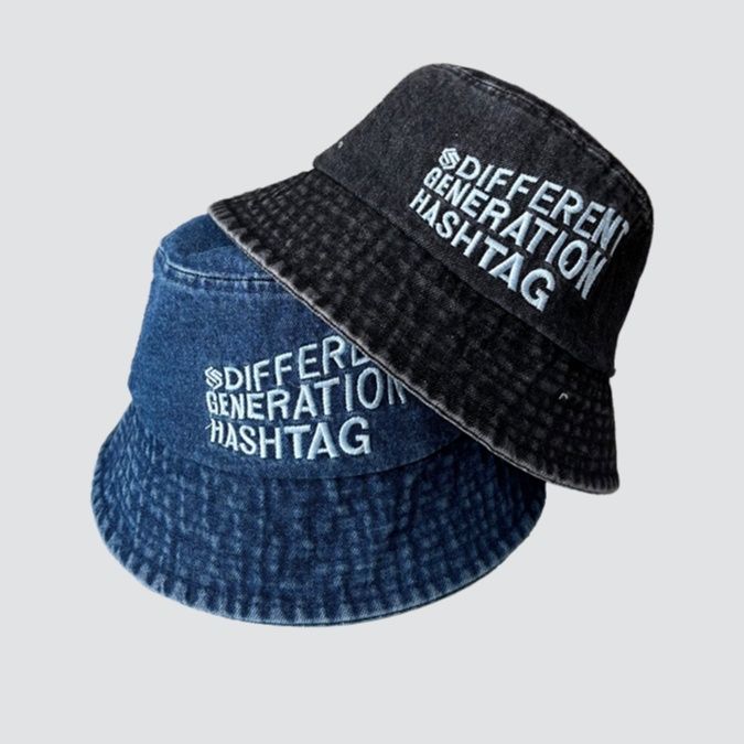 バケットハット バケットハット 刺繍入り世代メッセージデニムハット