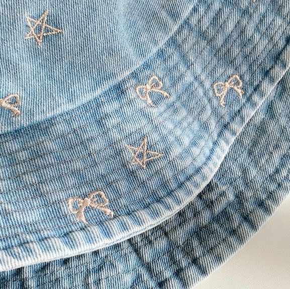 バケットハット リボン刺繍デニムバケットハット