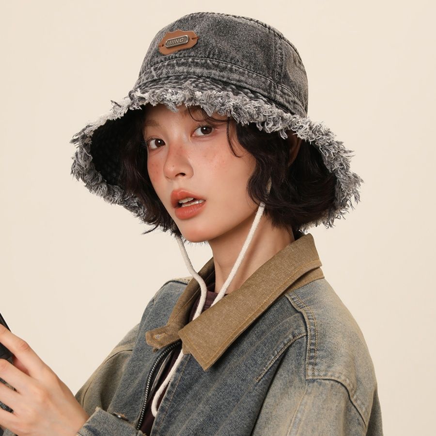バケットハット バケットハット ほつれ風フリンジデニムバケット