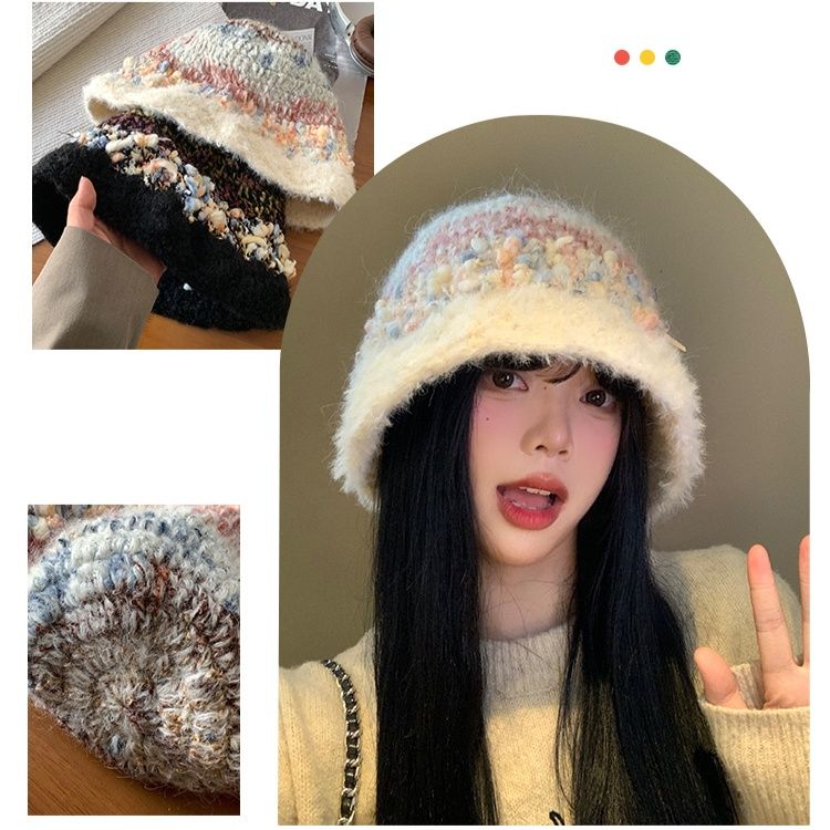 バケットハット ふわもこループ模様バケットハット