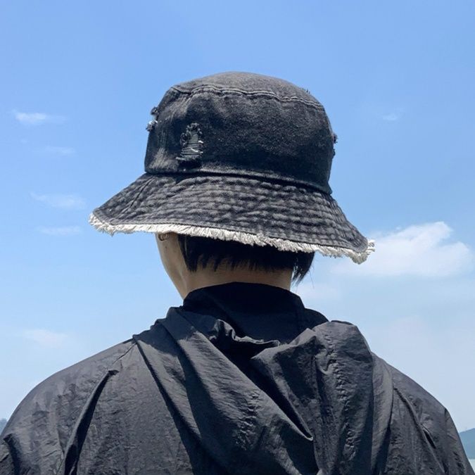 バケットハット ヴィンテージ風ほつれデニムハット