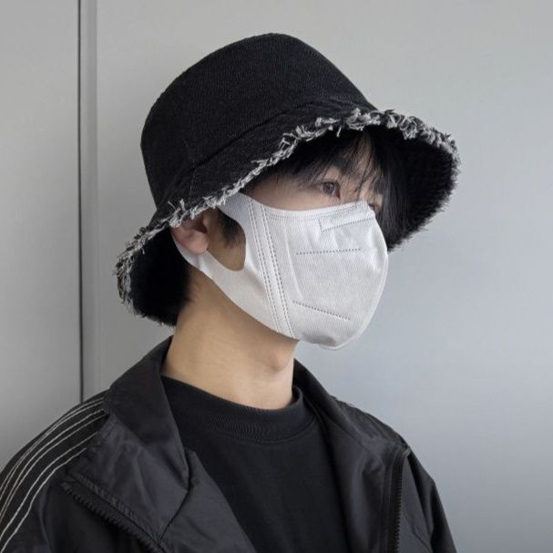 バケットハット 裾ほつれ風デニムバケットハット