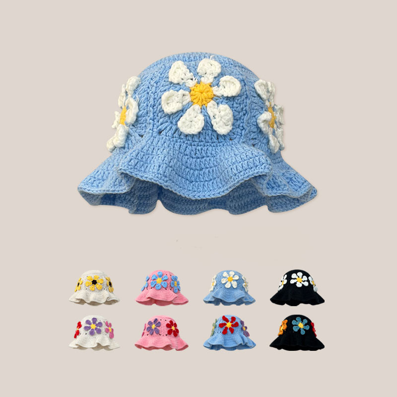 バケットハット 花咲く優しさ 手編みバケットハット