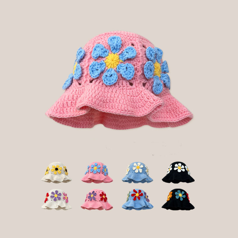 バケットハット 花咲く優しさ 手編みバケットハット