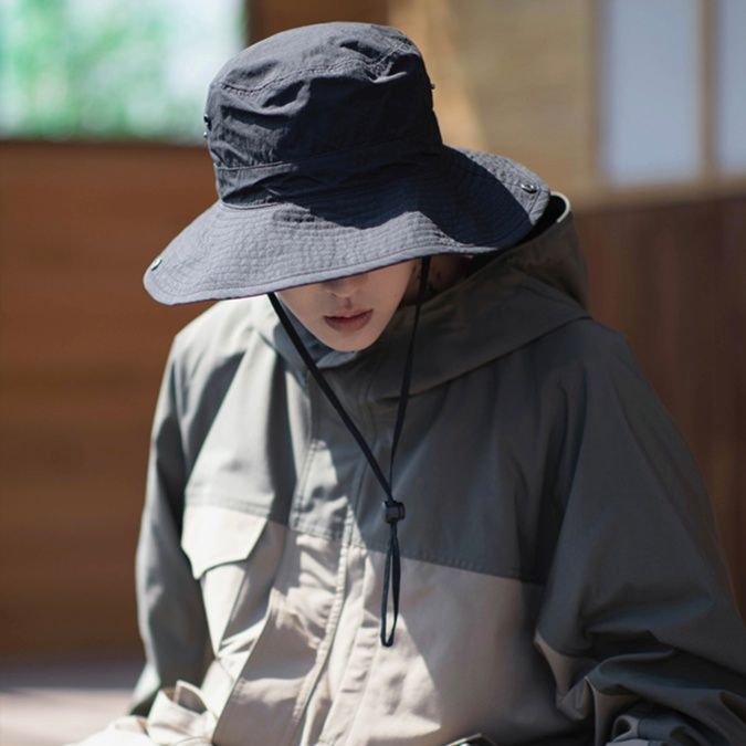 バケットハット シンプル紐付きバケットハット